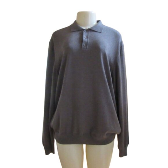 Vintage Men's Black Brown Made in Italy Brown Merino Wool Sweater Size XL - Picture 5 of 6